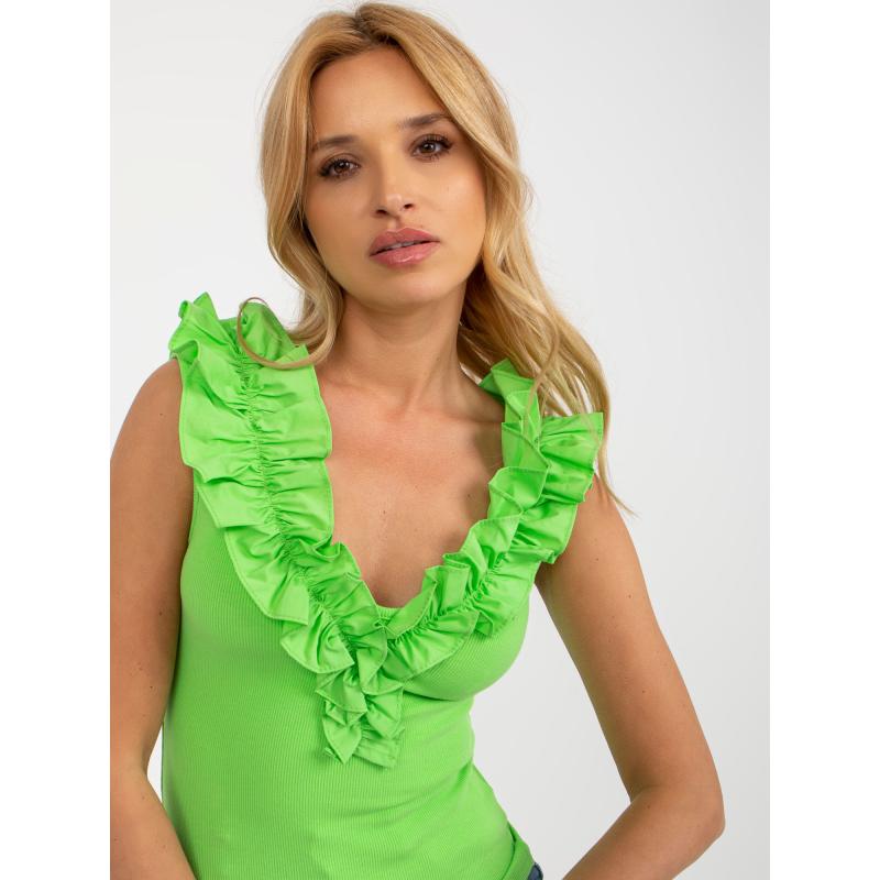 Dámský top s volánky ZEBRA světle zelený