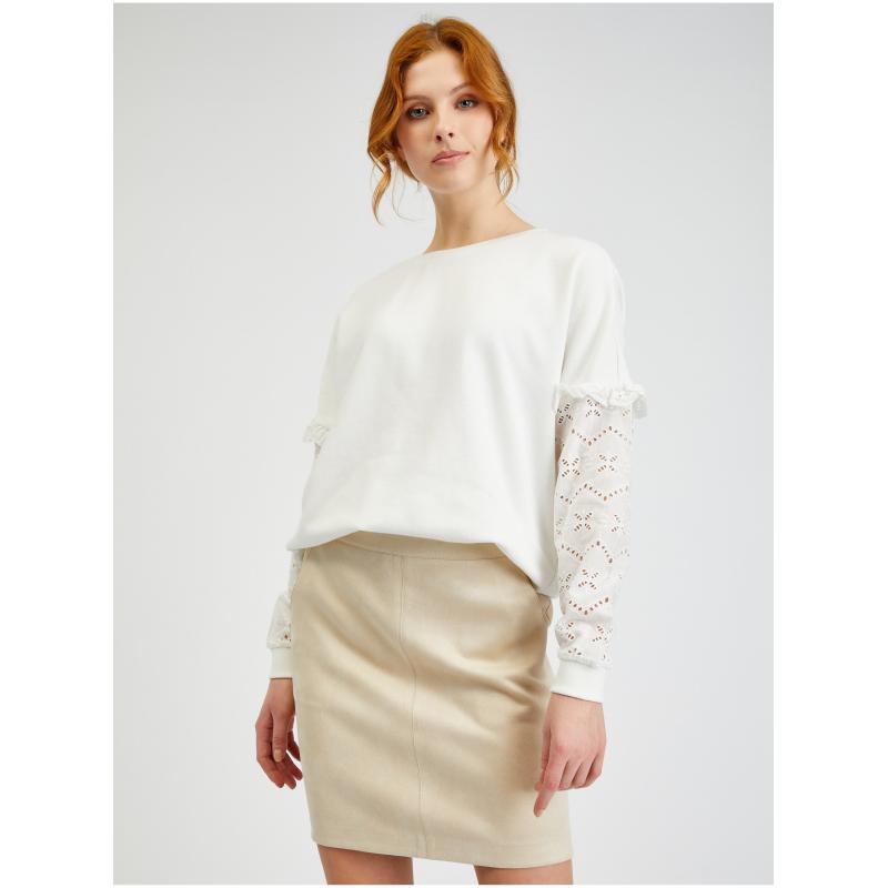 Bézs színű női szarvasbőr szoknya