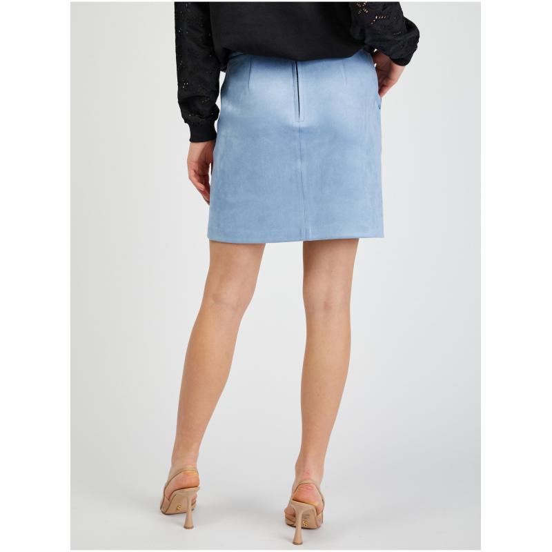 Svetlomodrá semišová dámska sukňa