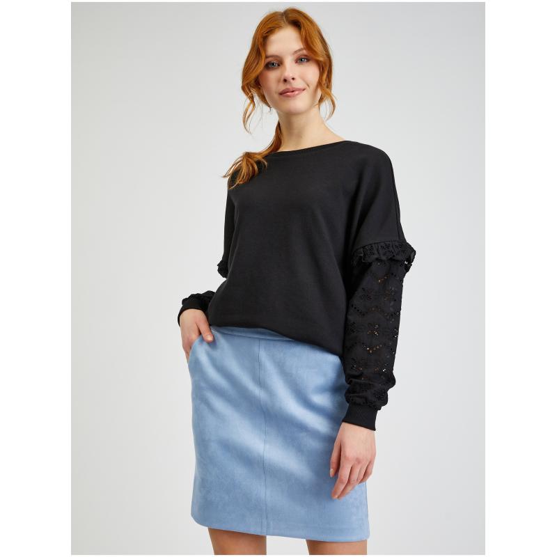 Svetlomodrá semišová dámska sukňa