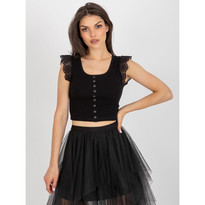 Dámská halenka s krajkovými rukávy BOZENA černá 