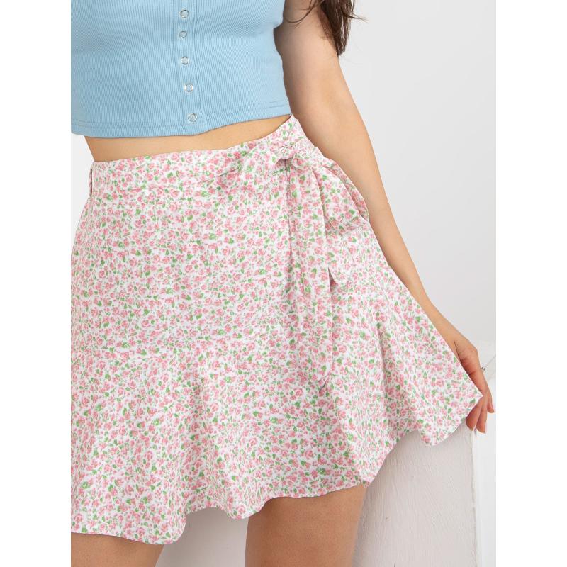 Dámská sukně-šortky květovaná JUSTYNA bílo-růžová 