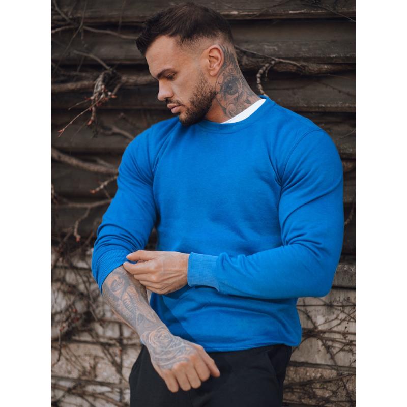 Férfi egyszínű pulóver NATA kék
