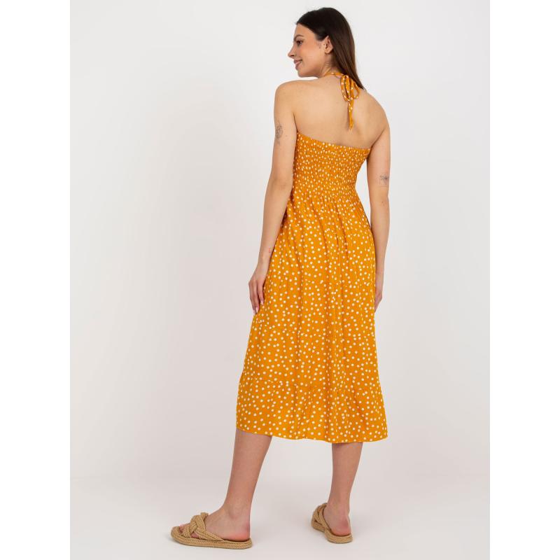 Dámské šaty s volánkovým lemem a puntíky PINA žluté 