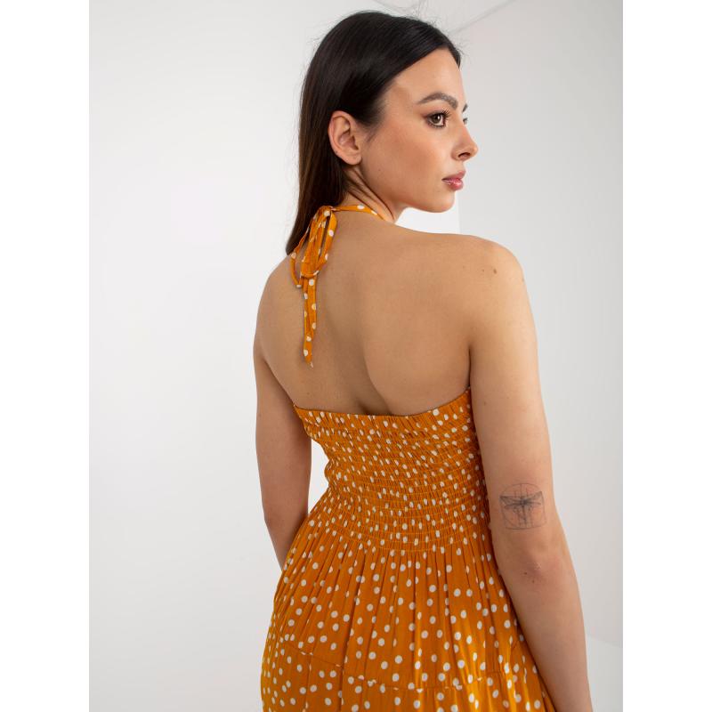 Dámské šaty s volánkovým lemem a puntíky PINA žluté 
