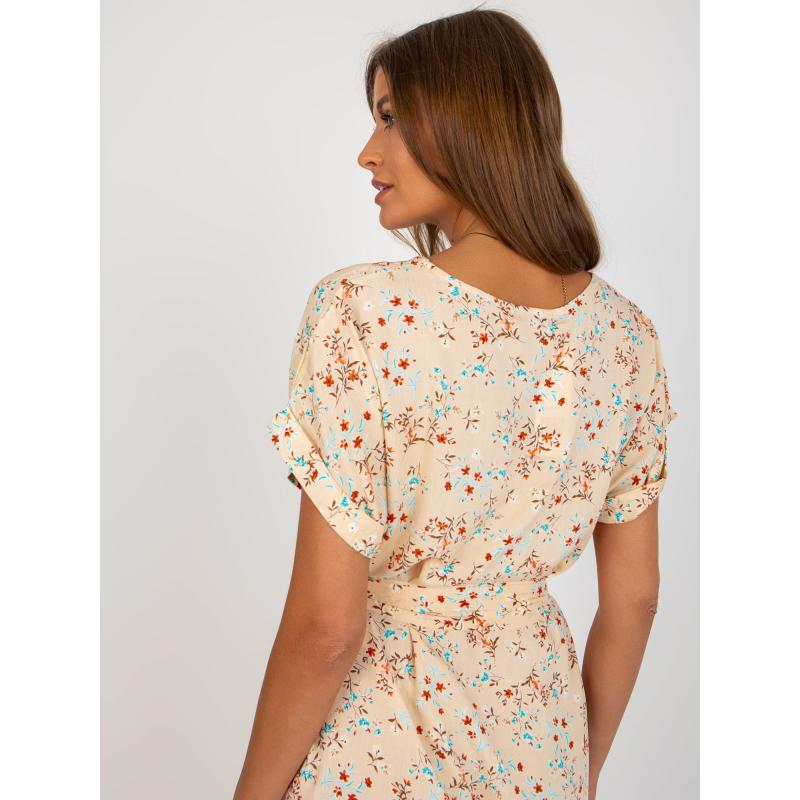 Dámské šaty ke kolenům květované RUE PARIS béžové 