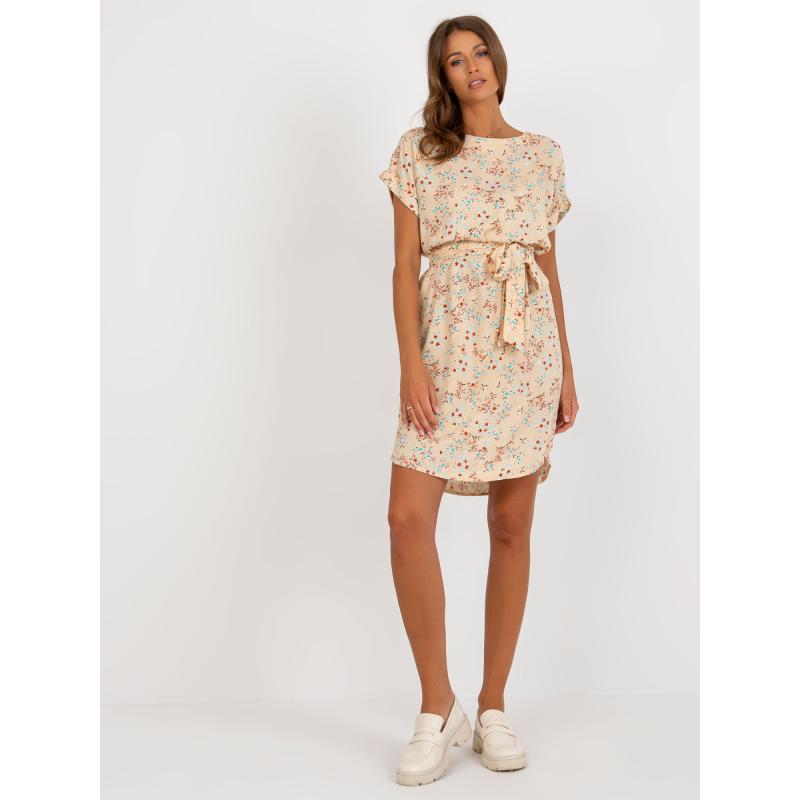 Dámské šaty ke kolenům květované RUE PARIS béžové 