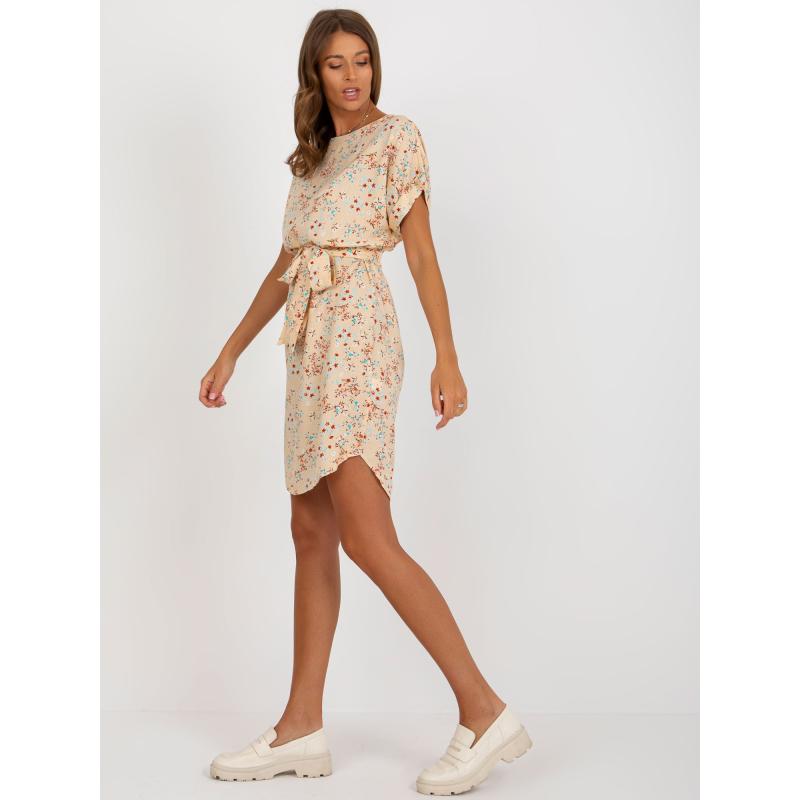 Dámské šaty ke kolenům květované RUE PARIS béžové 