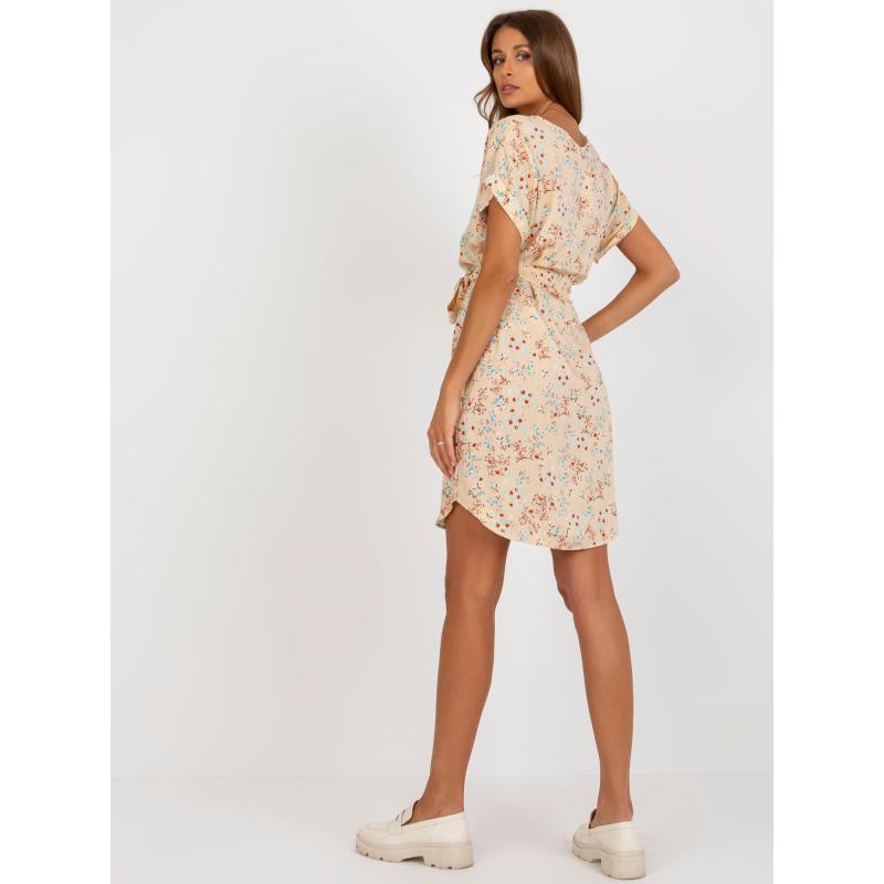 Dámské šaty ke kolenům květované RUE PARIS béžové 
