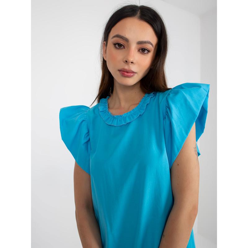 Dámské šaty rozšířené bavlněné GIA modré  