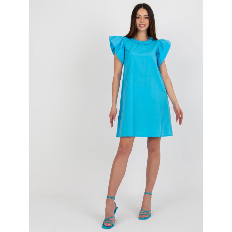 Dámské šaty rozšířené bavlněné GIA modré  