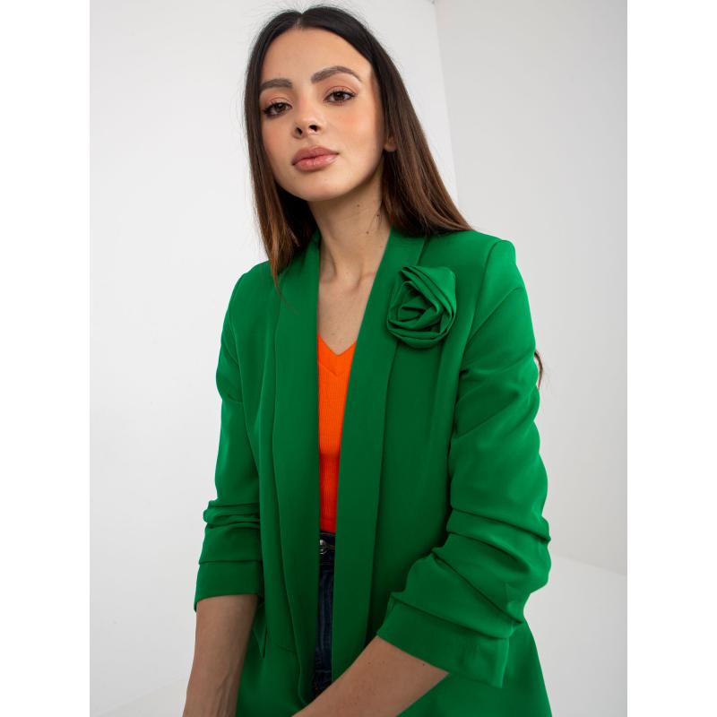 Dámské sako s květinou OCH BELLA zelené 