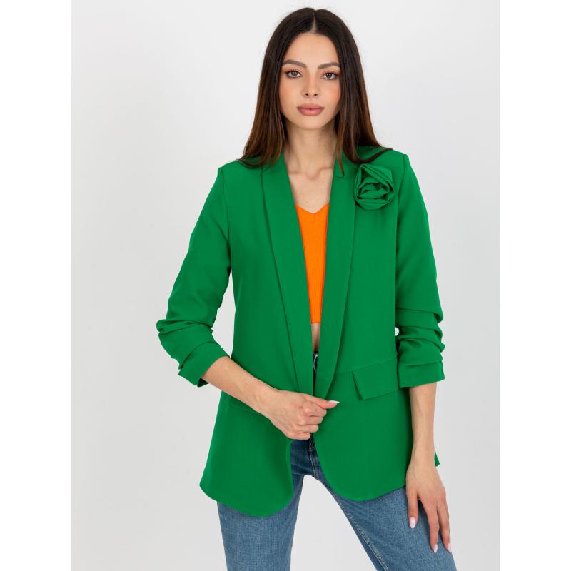 Dámské sako s květinou OCH BELLA zelené 