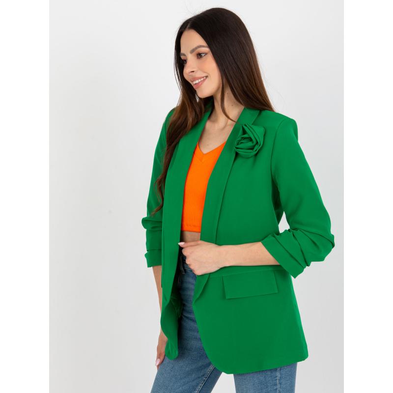 Dámské sako s květinou OCH BELLA zelené 