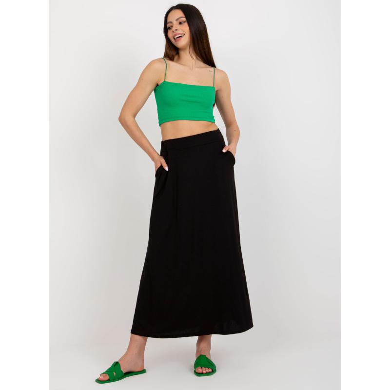 Női szoknya zsebekkel RUE PARIS fekete színben