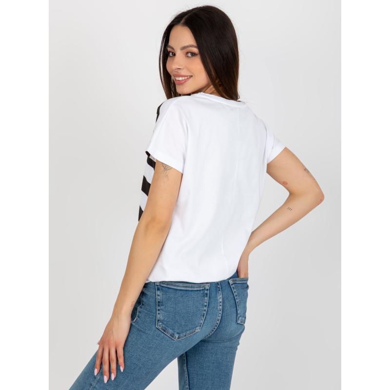 Női blúz virágos részletekkel LINES fekete és fehér