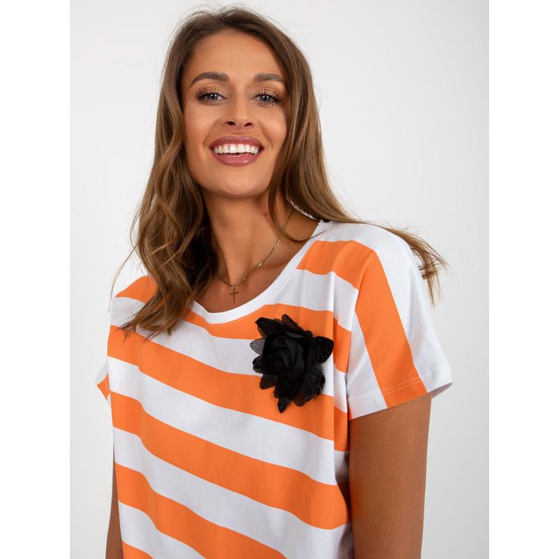 Női virágmintás blúz HUKA fehér és narancssárga