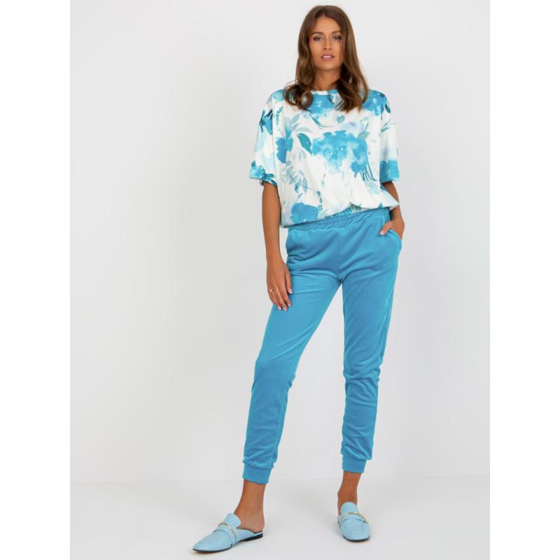 Dámský komplet s potiskem RUE PARIS modrý a ecu