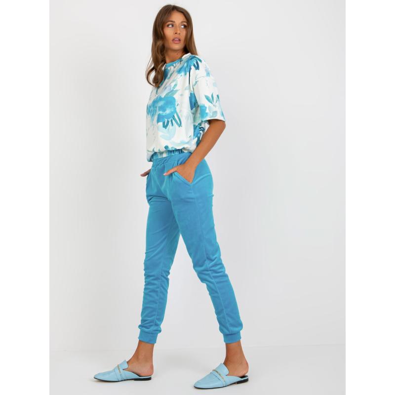 Dámský komplet s potiskem RUE PARIS modrý a ecu