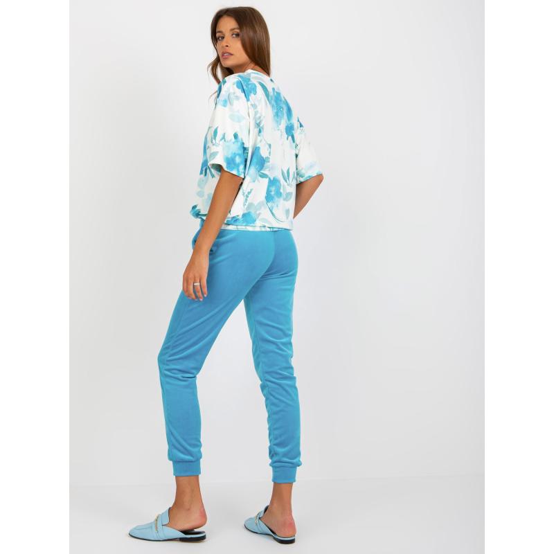 Dámský komplet s potiskem RUE PARIS modrý a ecu