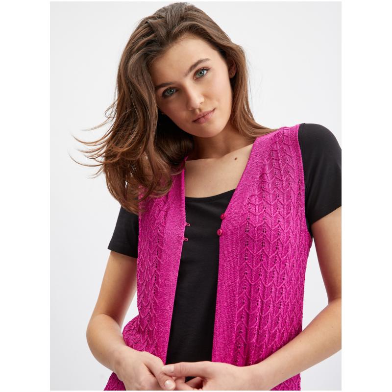 Ružový dámsky sveter bez rukávov
