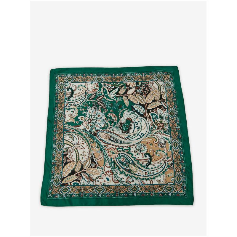 Zöld női mintás szatén sál