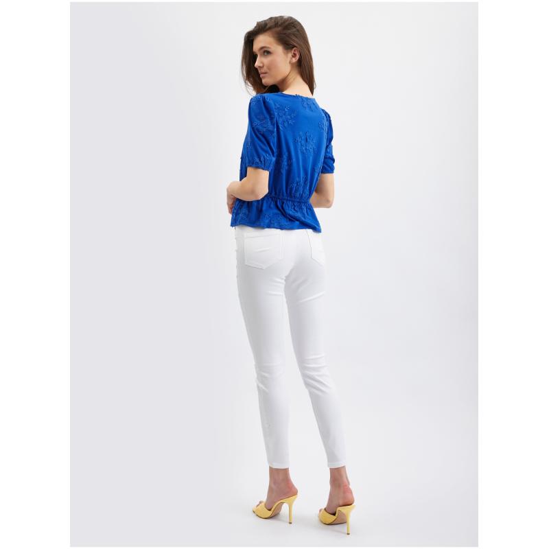 Modrá dámska kvetinová blúzka