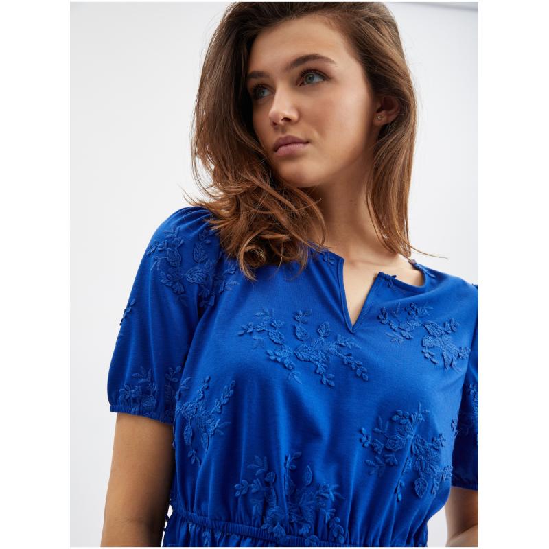 Modrá dámska kvetinová blúzka