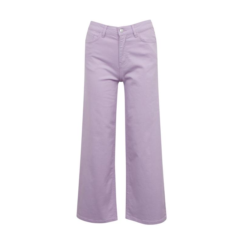 Světle fialové dámské zkrácené flared fit džíny