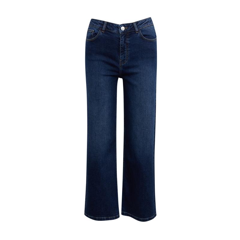 Tmavě modré dámské zkrácené flared fit džíny