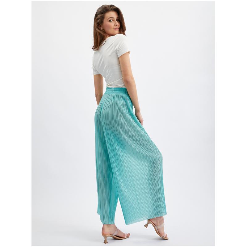 Tyrkysové dámské široké kalhoty