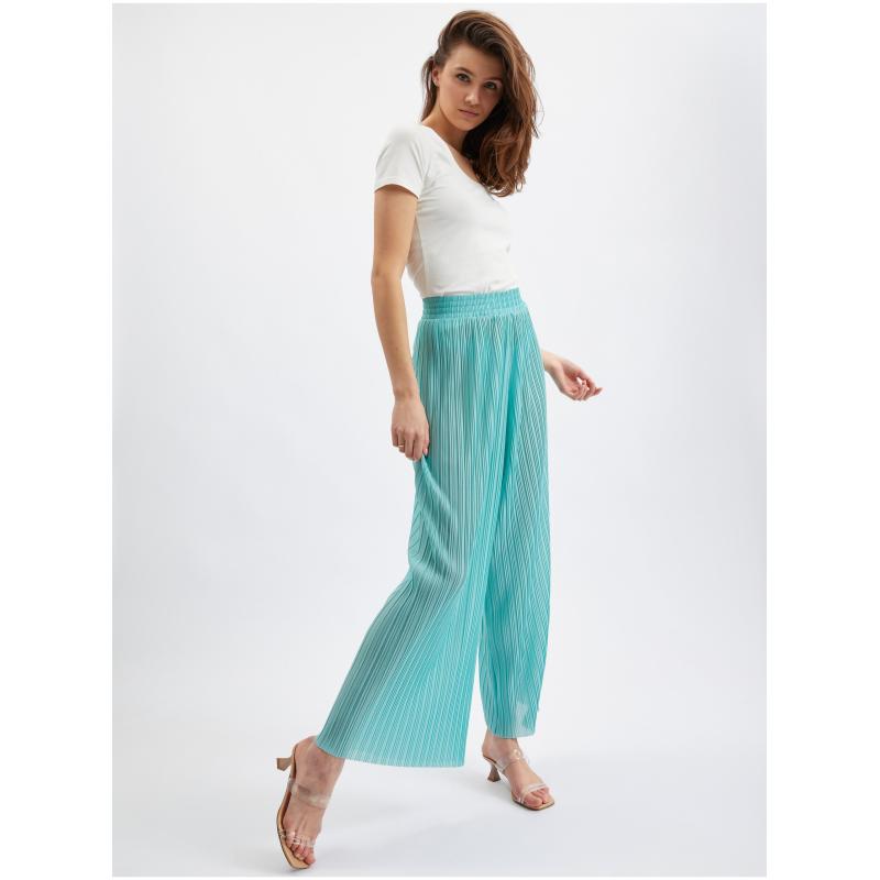 Tyrkysové dámské široké kalhoty
