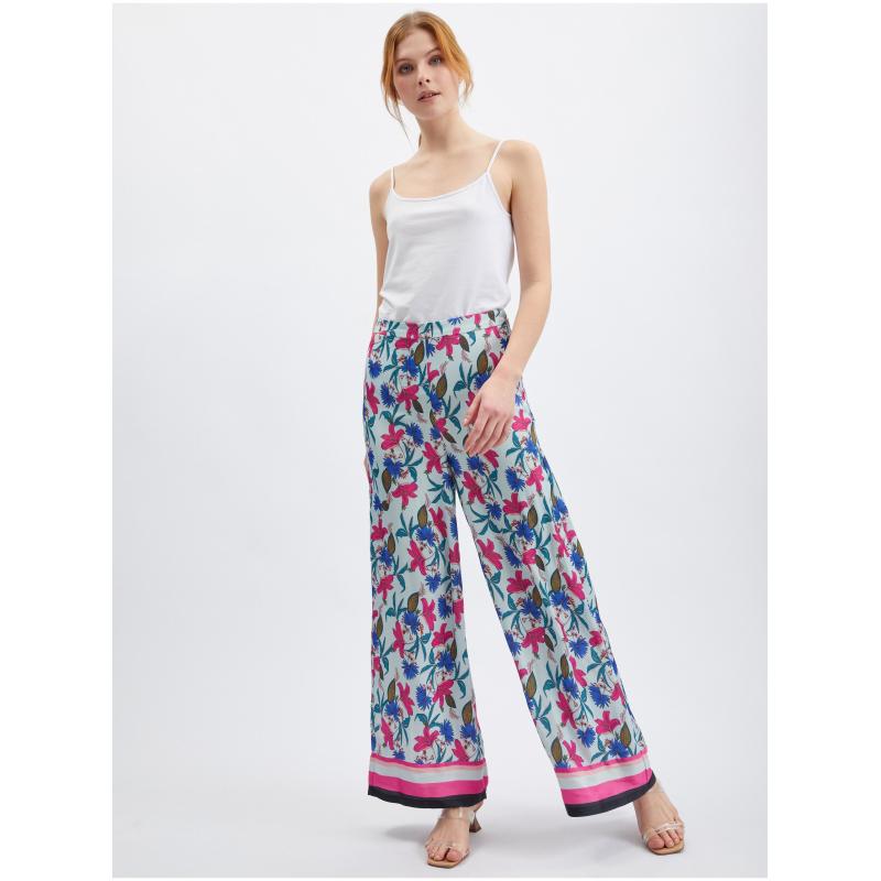 Világoskék női virágos nadrág