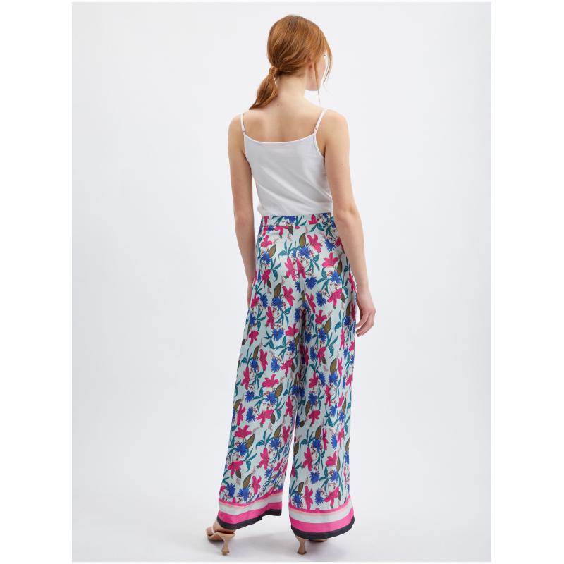 Világoskék női virágos nadrág