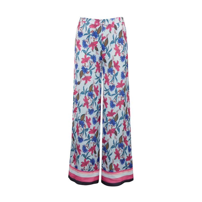 Világoskék női virágos nadrág