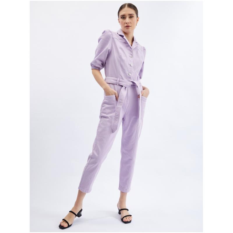 Lila női farmer jumpsuit