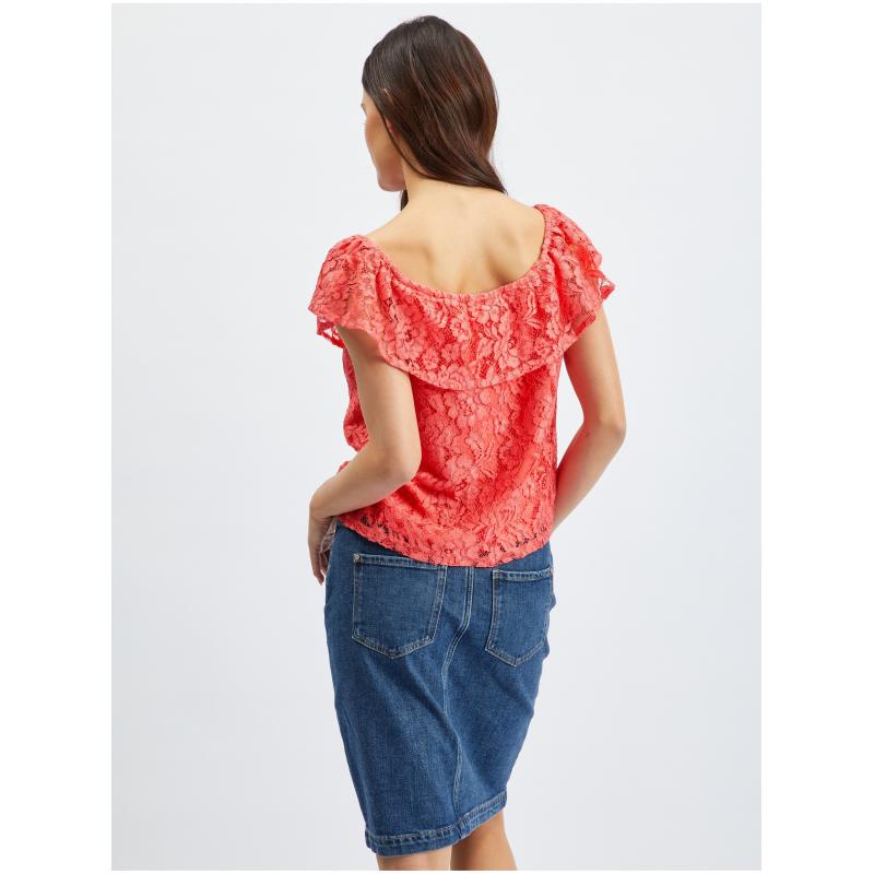Ružová dámska čipkovaná blúzka