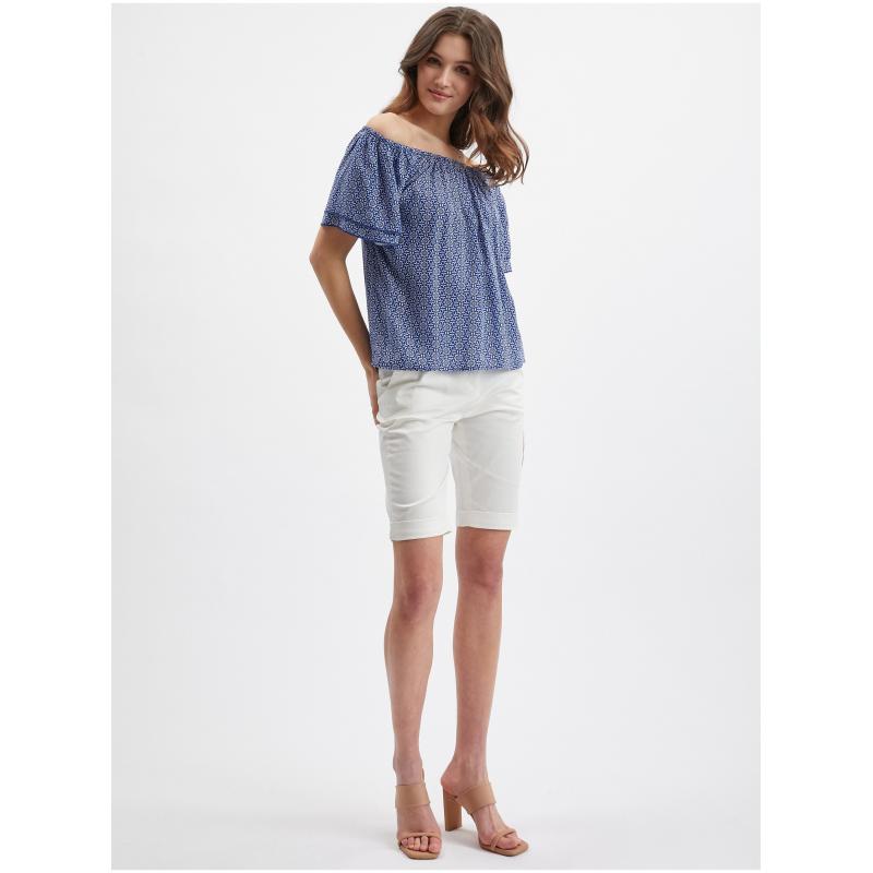 Modrá dámská vzorovaná halenka