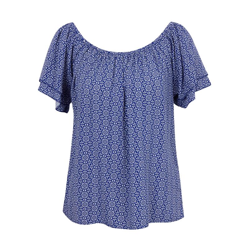 Modrá dámská vzorovaná halenka