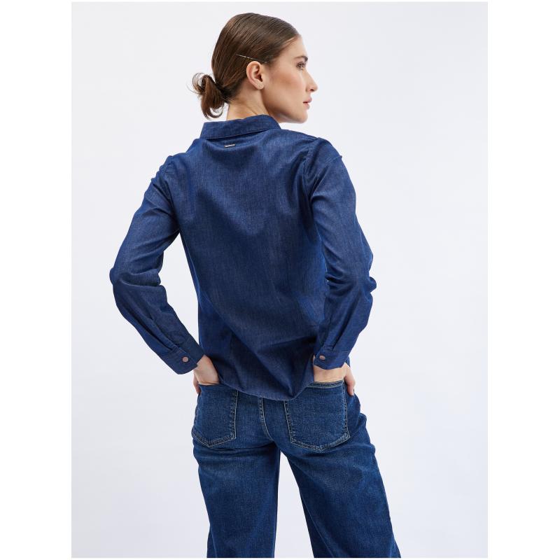 Tmavě modrá dámská džínová košile