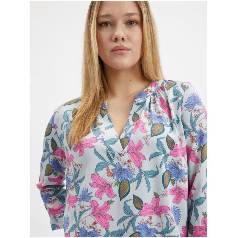 Világoskék női virágos blúz