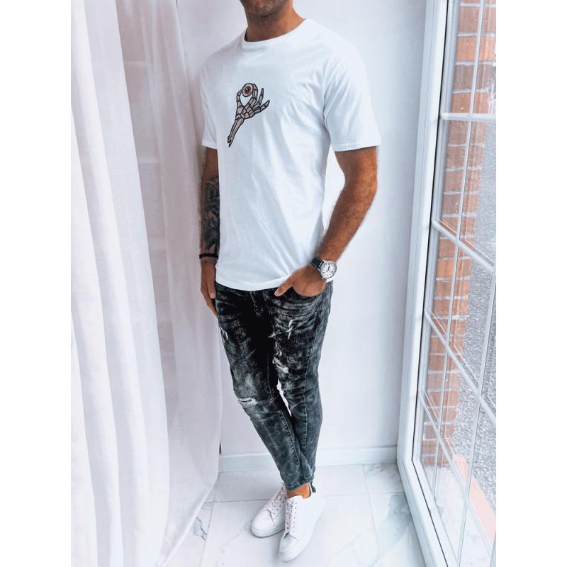 Férfi póló nyomtatott LEVA fehér