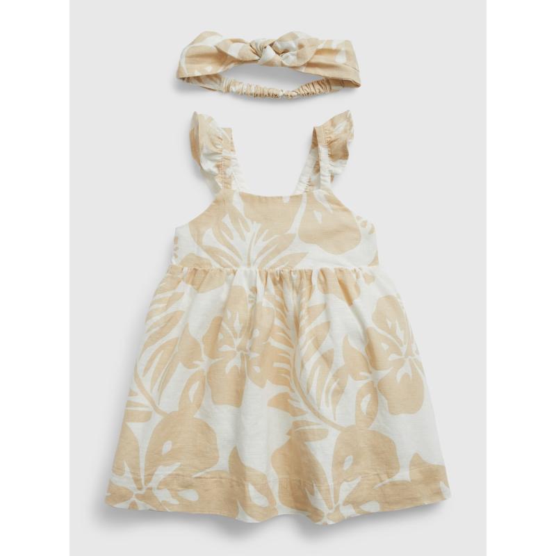 Vászon babaruha fejpánttal