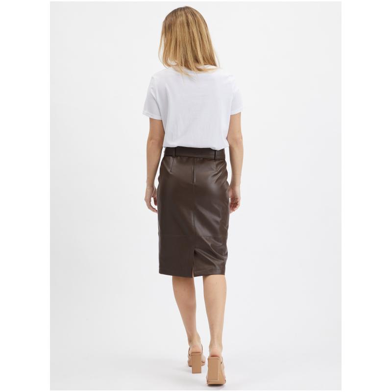 Sötétbarna Női műbőr szoknya tasakban