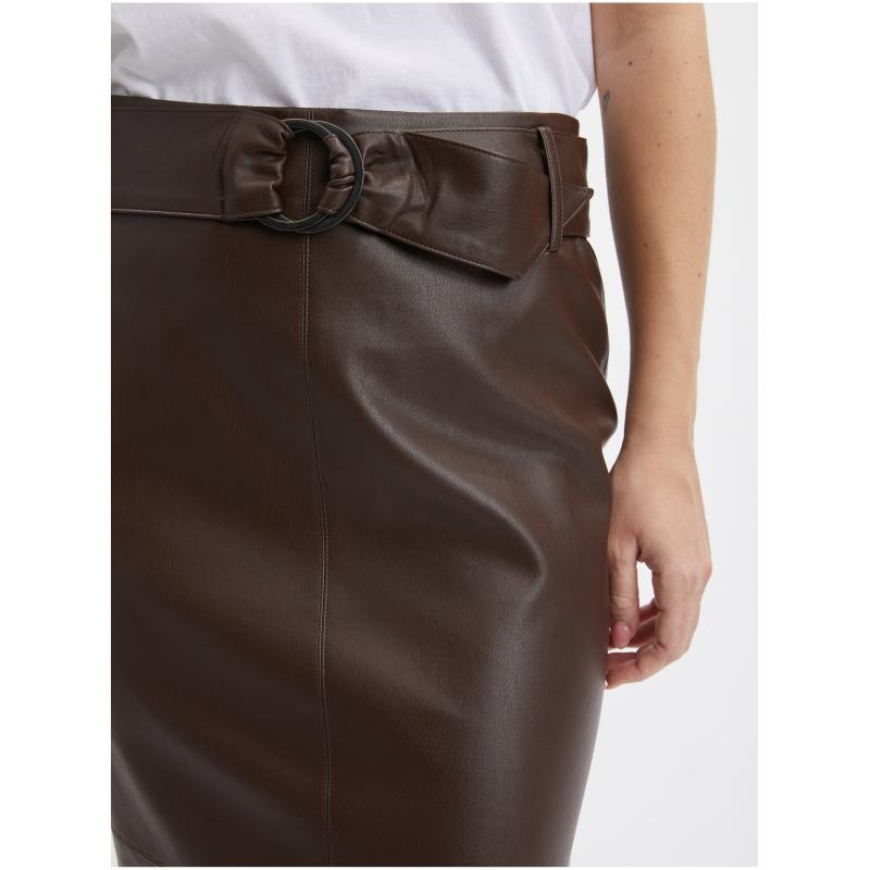 Sötétbarna Női műbőr szoknya tasakban
