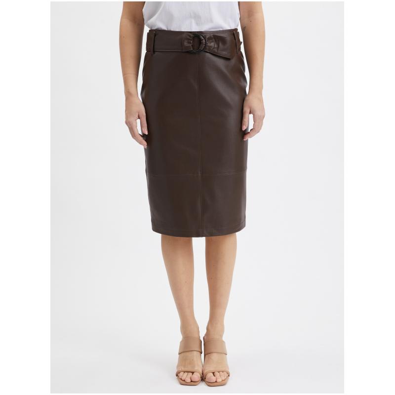 Sötétbarna Női műbőr szoknya tasakban