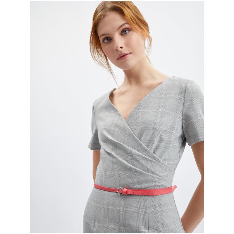 Šedé dámské kostkované pouzdrové šaty