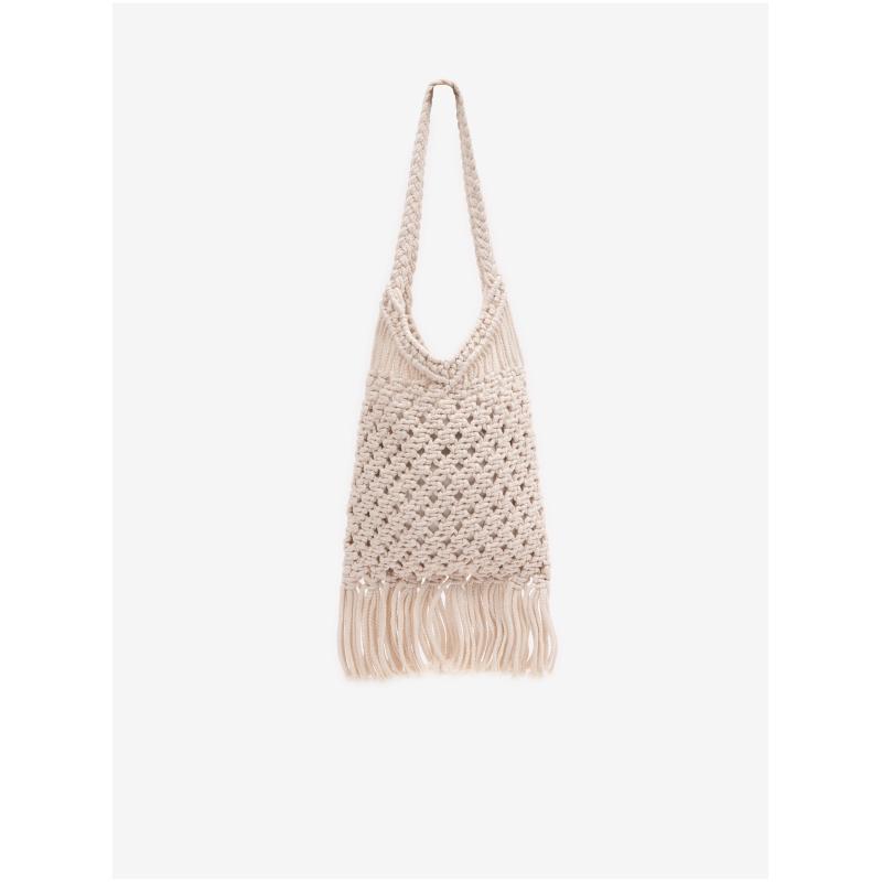 Bílá dámská pletená taška s ozdobným detailem