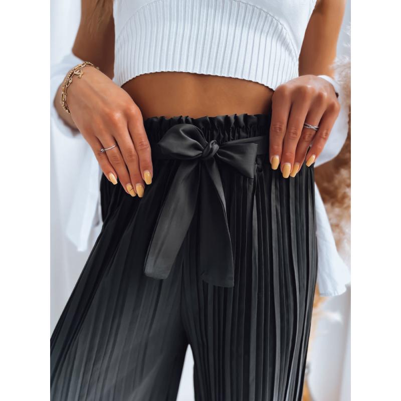 Női pliszírozott nadrág RUFFLES fekete