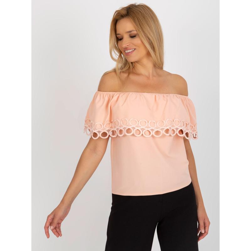 Női blúz csipkével LINA barackszín